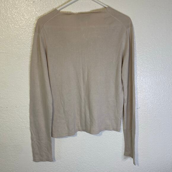 MaxMara Beige Silk Cashmere Square Neck Long Sleeved Shirt Size Large - Picture 7 of 7